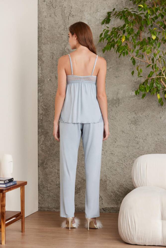 Pierre Cardin Dantelli Penye 3'lü Kadın Pijama Takımı - 2820 Mist - 6