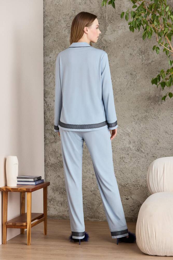 Pierre Cardin Penye Biyeli - Dantelli Pijama Takımı - 2200 Mist - 4