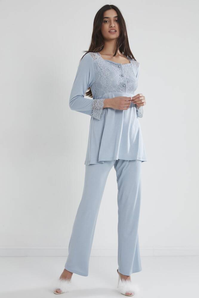 Pierre Cardin Penye Dantelli Pijama Takımı - 1241 Mist - 1