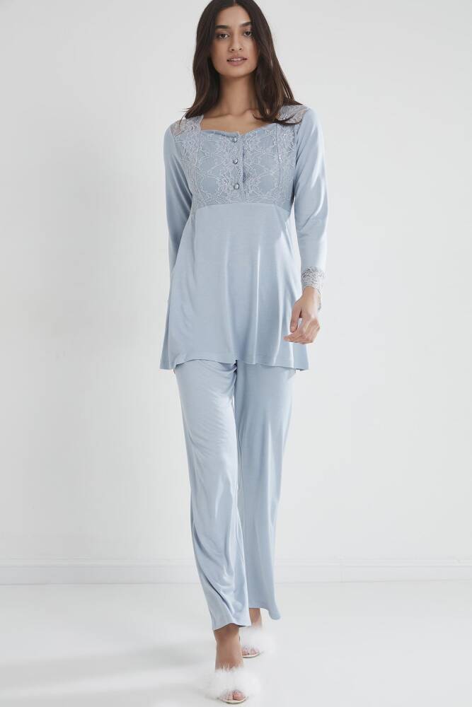 Pierre Cardin Penye Dantelli Pijama Takımı - 1241 Mist - 2