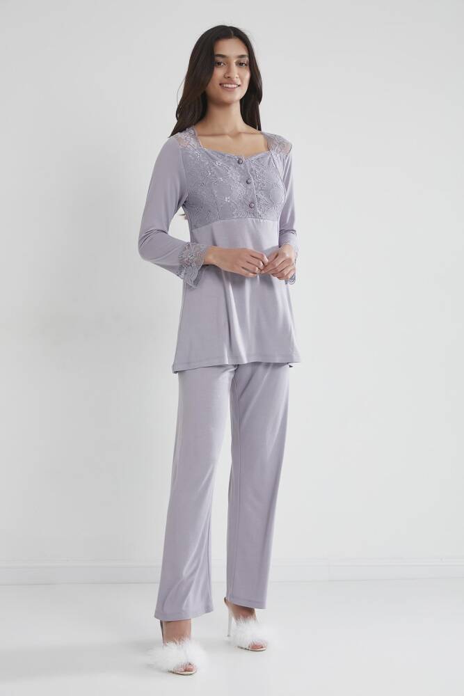 Pierre Cardin Penye Dantelli Pijama Takımı - 1241 Royal - 1