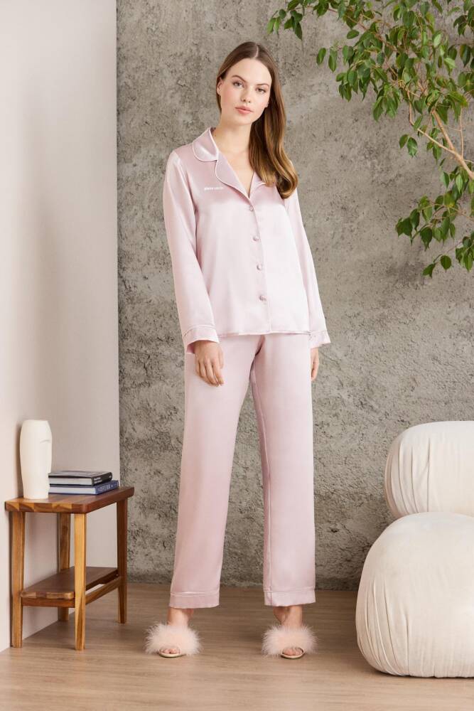 Pierre Cardin Saten Biyeli Pijama Takımı - 1200 Pudra - 1