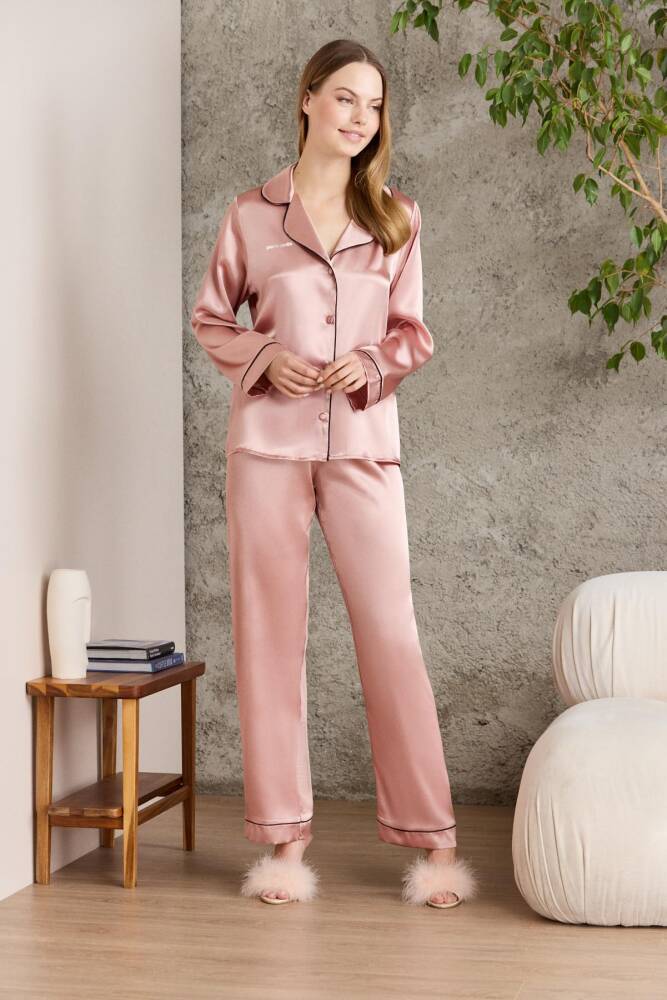 Pierre Cardin Saten Biyeli Pijama Takımı - 1200 - 1