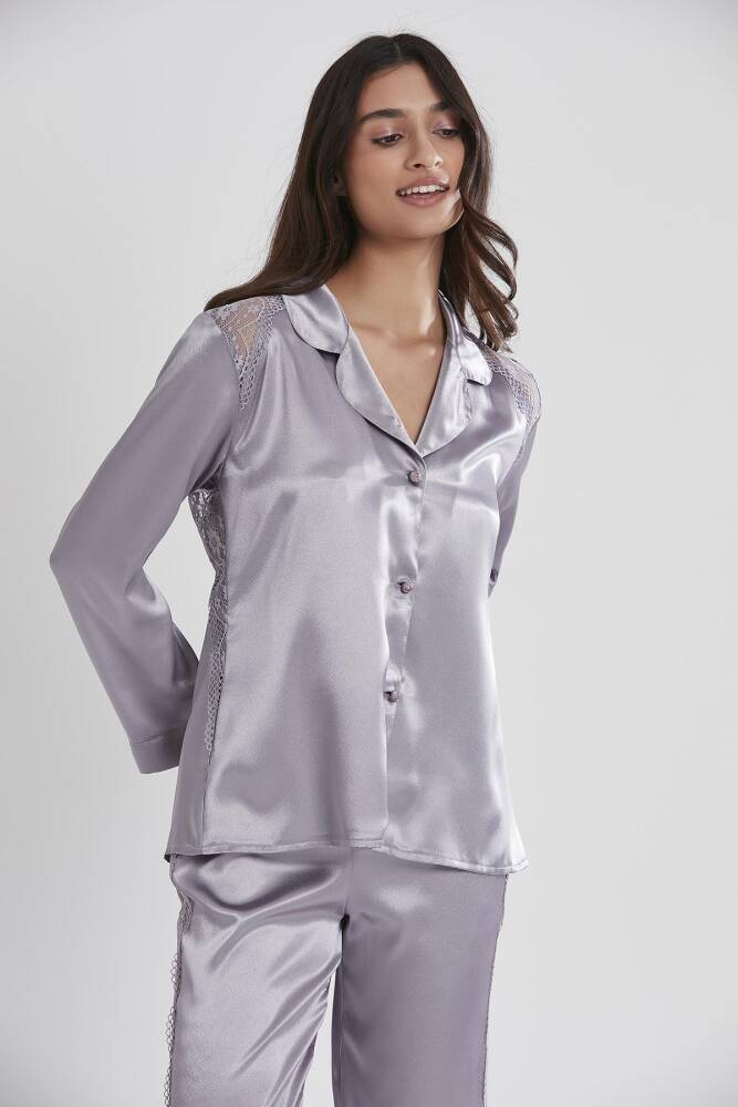 Pierre Cardin Saten Dantelli Pijama Takımı - 1438 Royal - 2