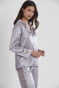 Pierre Cardin Saten Dantelli Pijama Takımı - 1438 Royal - 3