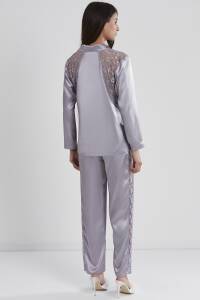 Pierre Cardin Saten Dantelli Pijama Takımı - 1438 Royal - 5