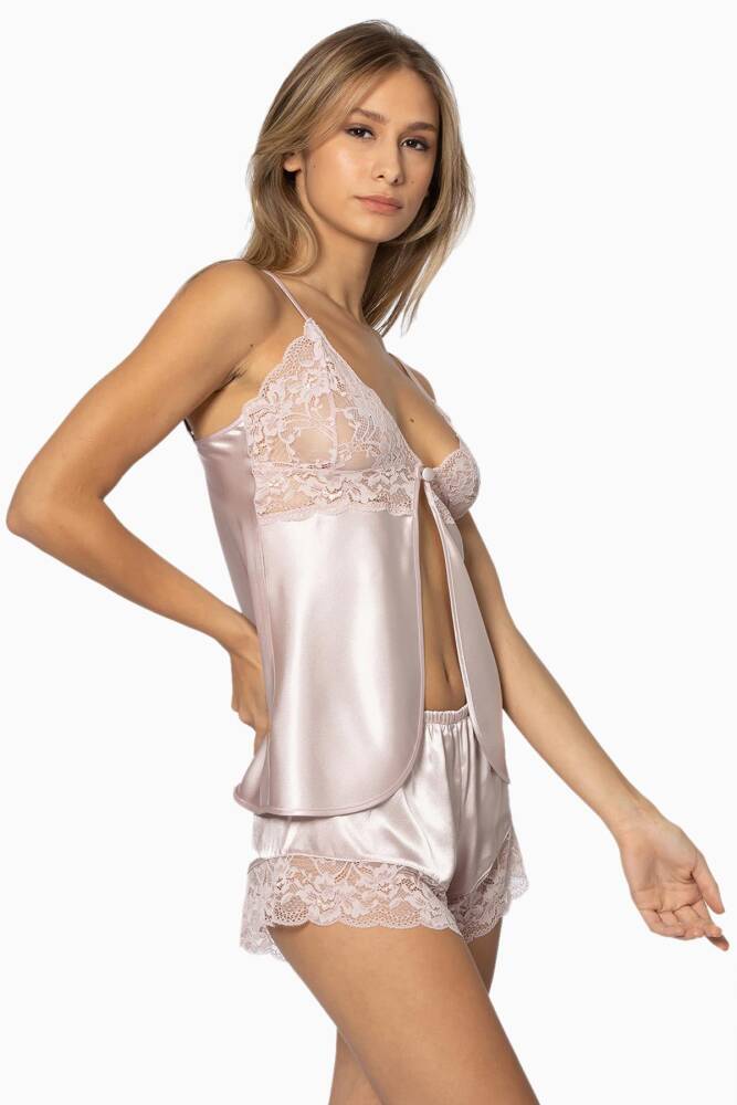 Pierre Cardin Saten Dantelli Şort - Babydoll Takım - 405 Pudra - 2