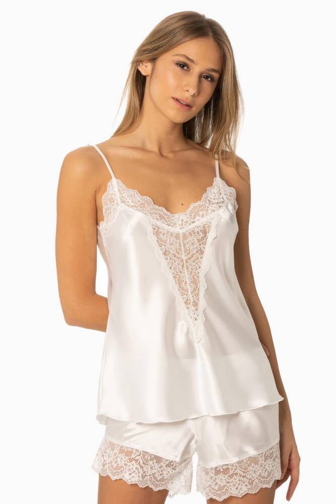 Pierre Cardin Saten Dantelli Şort - Babydoll Takım - 430 Ekru - 1