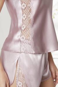 Pierre Cardin Saten Dantelli Şort - Babydoll Takım - 438 Rose - 3