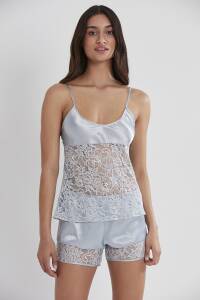 Pierre Cardin Saten Dantelli Şort - Babydoll Takım - 445 Mist - 1