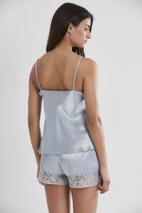 Pierre Cardin Saten Dantelli Şort - Babydoll Takım - 445 Mist - 3