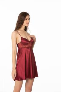 Pierre Cardin Saten Emprime Gecelik & Sabahlık Takım - 2406 Bordo - 3