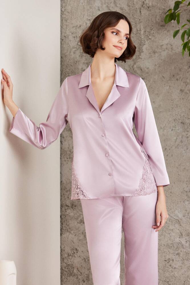 Pierre Cardin Saten Gecelik Sabahlık Pijama Takım Şort Takım 6'lı Gelin Çeyiz Seti - 6000 Rose - 5