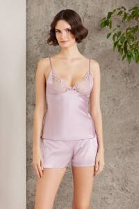 Pierre Cardin Saten Gecelik Sabahlık Pijama Takım Şort Takım 6'lı Gelin Çeyiz Seti - 6005 Rose - 8