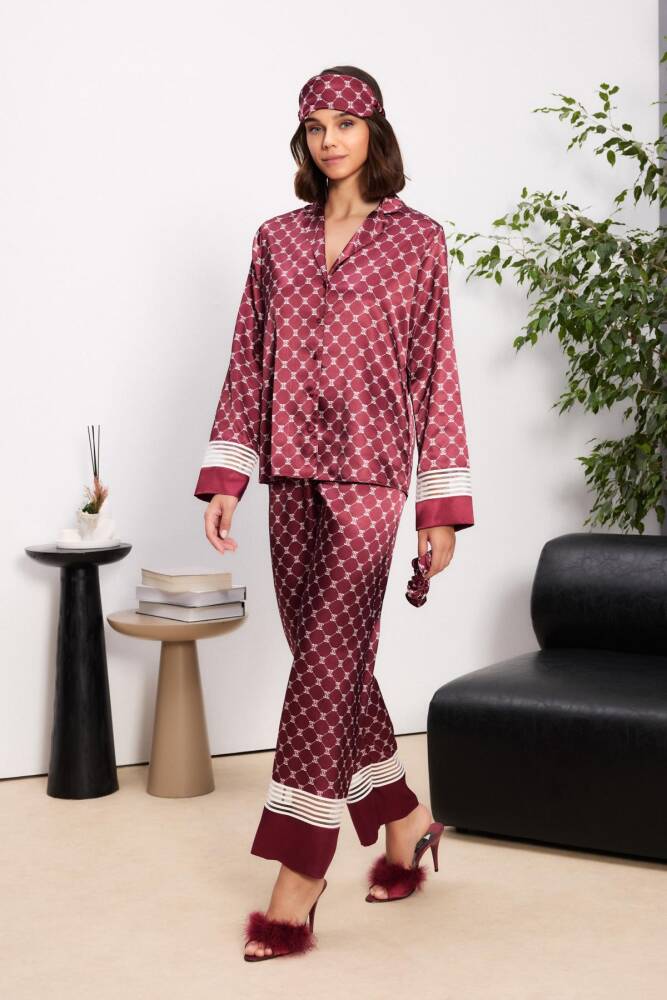 Saten Kadın Pijama Takımı - 1320 Bordo - 1