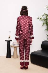 Saten Kadın Pijama Takımı - 1320 Bordo - 3